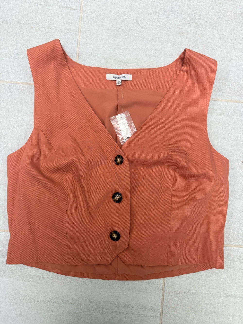 Madewell Rust-Orange Tailored Button Vest